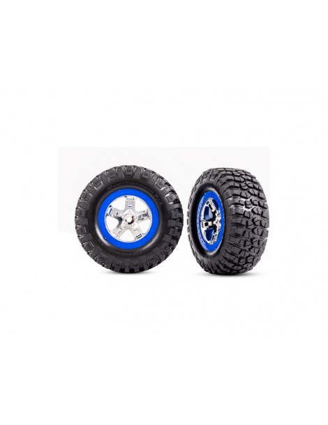 Traxxas Tires & wheels 2.8", SCT chrome, blue beadlock style wheels, BFGoodrich KM2 tires (2)