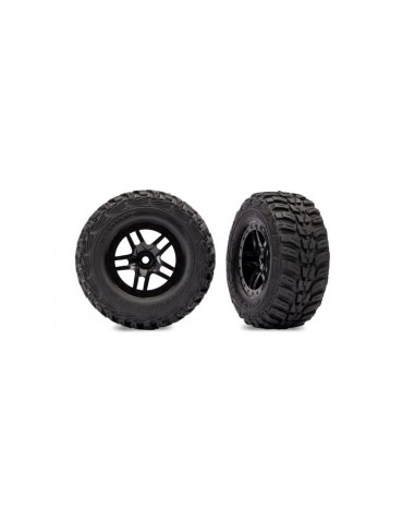 Traxxas Tire & wheel, SCT Split-Spoke black wheels, Kumho tires (2) (4WD f/r, 2WD r)