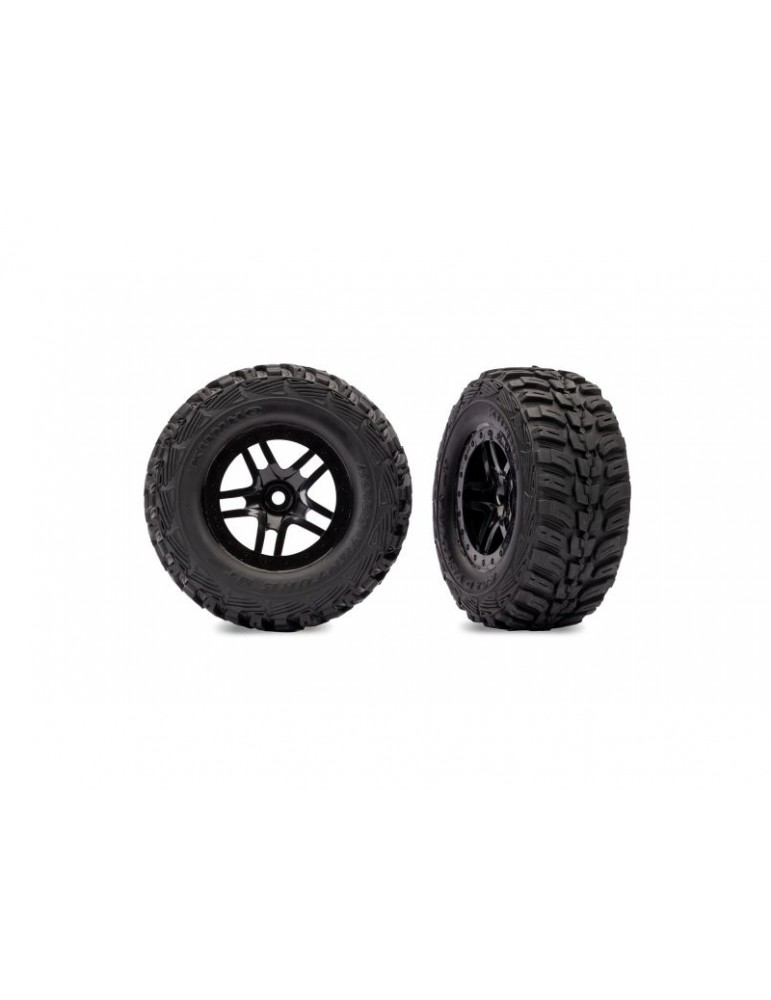 Traxxas Tire & wheel, SCT Split-Spoke black wheels, Kumho tires (2) (4WD f/r, 2WD r)