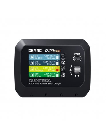 RC akumuliatorių įkroviklis Q100neo AC DC 4x60W SkyRC – CyborgShop