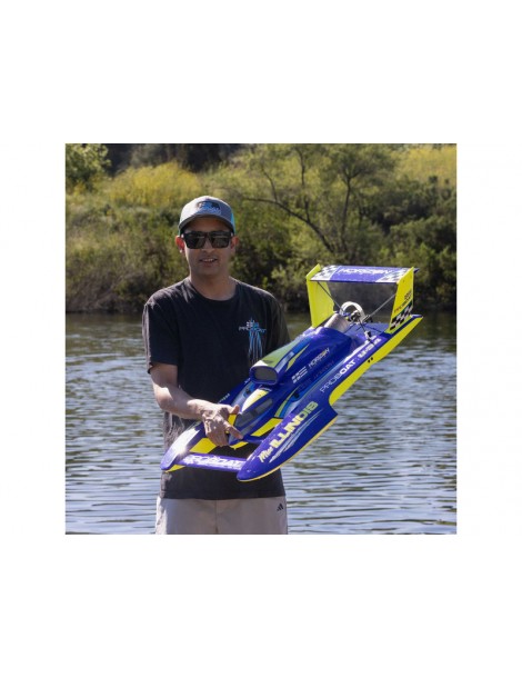 Pro Boat Miss Illinois U-34 mėlynas ir geltonas 34 colių Unlimited RC hidroplanas - CyborgShop