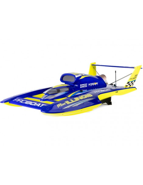 Pro Boat Miss Illinois U-34 mėlynas ir geltonas 34 colių Unlimited RC hidroplanas - CyborgShop