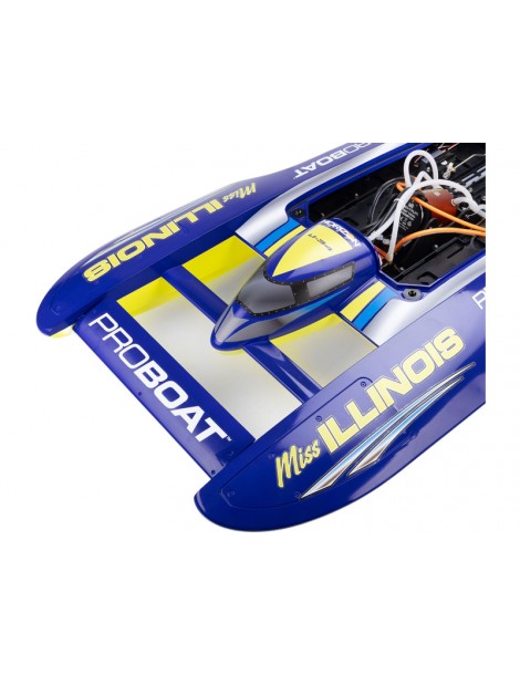 Pro Boat Miss Illinois U-34 mėlynas ir geltonas 34 colių Unlimited RC hidroplanas - CyborgShop