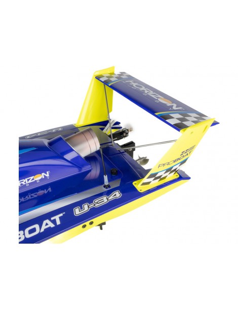 Pro Boat Miss Illinois U-34 mėlynas ir geltonas 34 colių Unlimited RC hidroplanas - CyborgShop