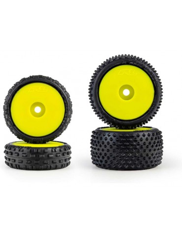 Pro-Line Wedge priekiniai ir Prism galiniai 1:24 ratai su geltonais 7 mm ratlankiais Losi Micro-B modeliui - CyborgShop