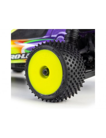Pro-Line Wedge priekiniai ir Prism galiniai 1:24 ratai su geltonais 7 mm ratlankiais Losi Micro-B modeliui - CyborgShop