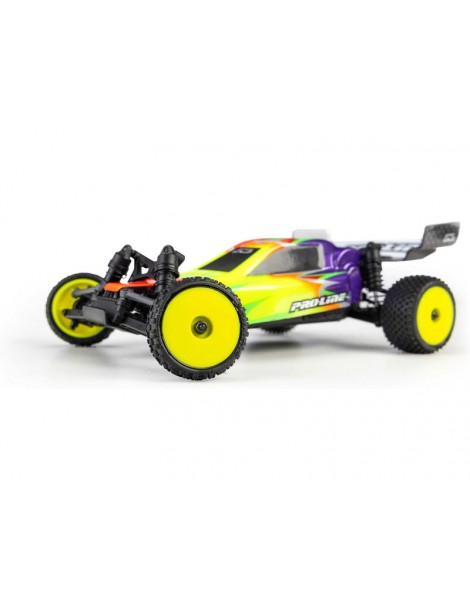 Pro-Line Wedge priekiniai ir Prism galiniai 1:24 ratai su geltonais 7 mm ratlankiais Losi Micro-B modeliui - CyborgShop