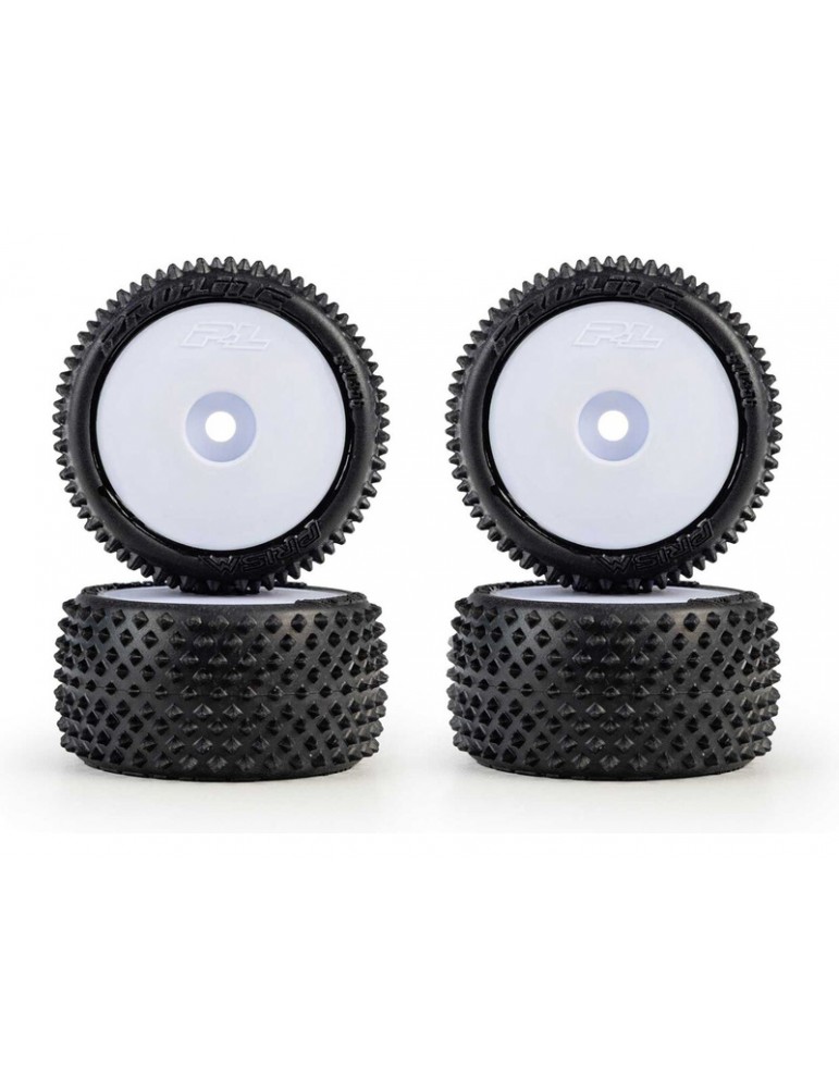 Pro-Line 1/28 Prism Front/Rear Carpet Tires Mounted 7mm, White (4): Losi Micro-T