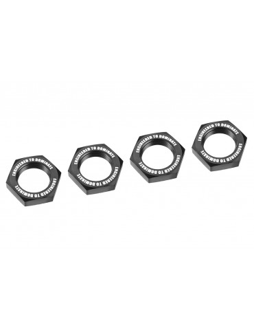 Wheel Nut - Serrated - Aluminum - Black - 4 Pcs