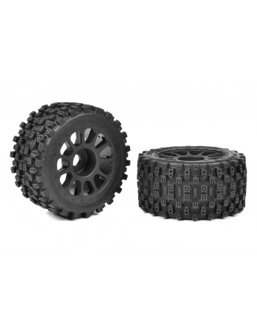 1-8 Buggy Tires - Scorpion XTB - Rear Wide - Glued on Black Rims - Off-Set 2WD - 1 Pair