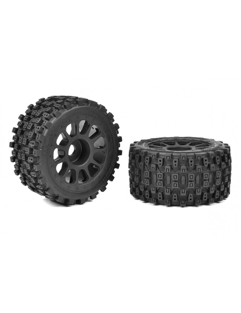 1-8 Buggy Tires - Scorpion XTB - Rear Wide - Glued on Black Rims - Off-Set 2WD - 1 Pair