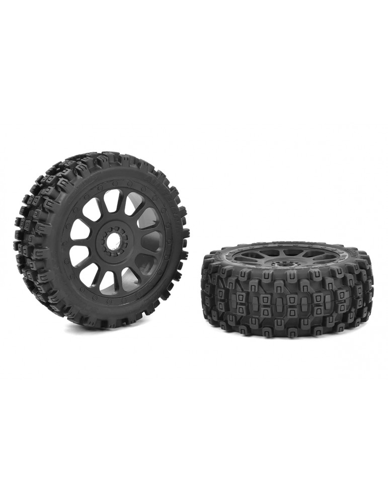 1-8 Buggy Tires - Scorpion XTB - Front - Glued on Black Rims - Off-Set 2WD - 1 Pair