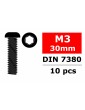 Hex Button Head Screw - M3x30 - Steel - 10 pcs