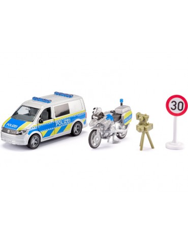SIKU Super - Volkswagen T6 with BMW Police Motorbike 1:50