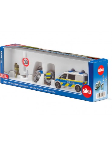 SIKU Super - Volkswagen T6 with BMW Police Motorbike 1:50