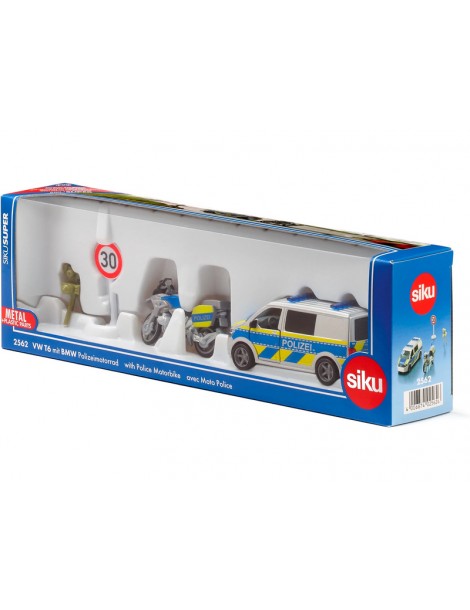 SIKU Super - Volkswagen T6 with BMW Police Motorbike 1:50