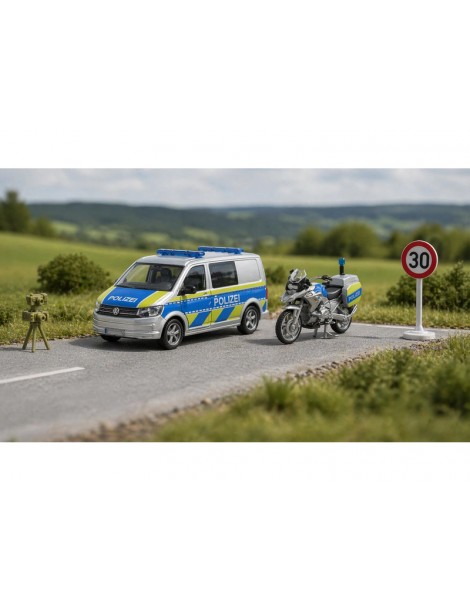 SIKU Super - Volkswagen T6 with BMW Police Motorbike 1:50