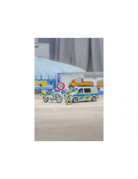 SIKU Super - Volkswagen T6 with BMW Police Motorbike 1:50