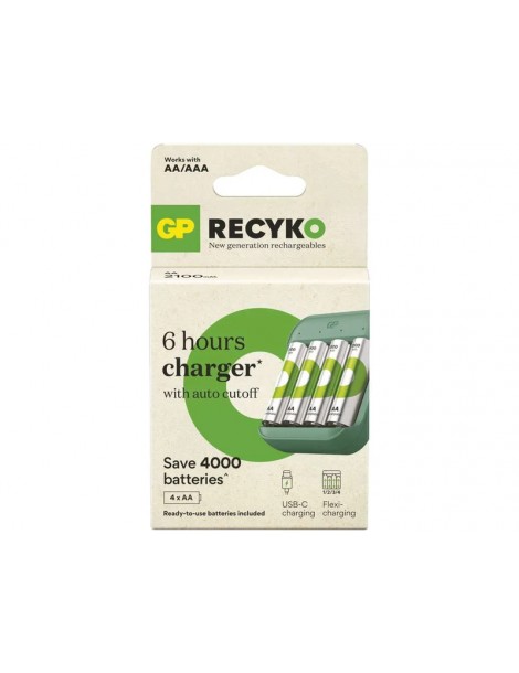 GP ReCyko B50434 B423 USB-C įkroviklis su 4 AA 2100 mAh elementais - CyborgShop