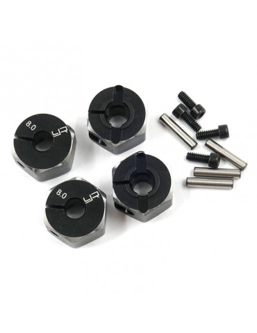 Aluminum Hex Adaptor Set 12X8mm Black For 1/10 RC Touring Drift Crawler