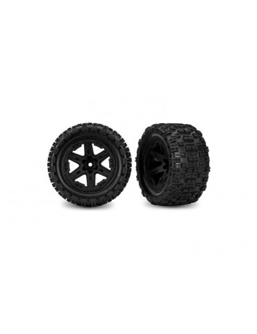 Traxxas Tires & wheels 2.8", RXT black wheels, Sledgehammer ST tires (4WD f/r, 2WD electric r) (2)