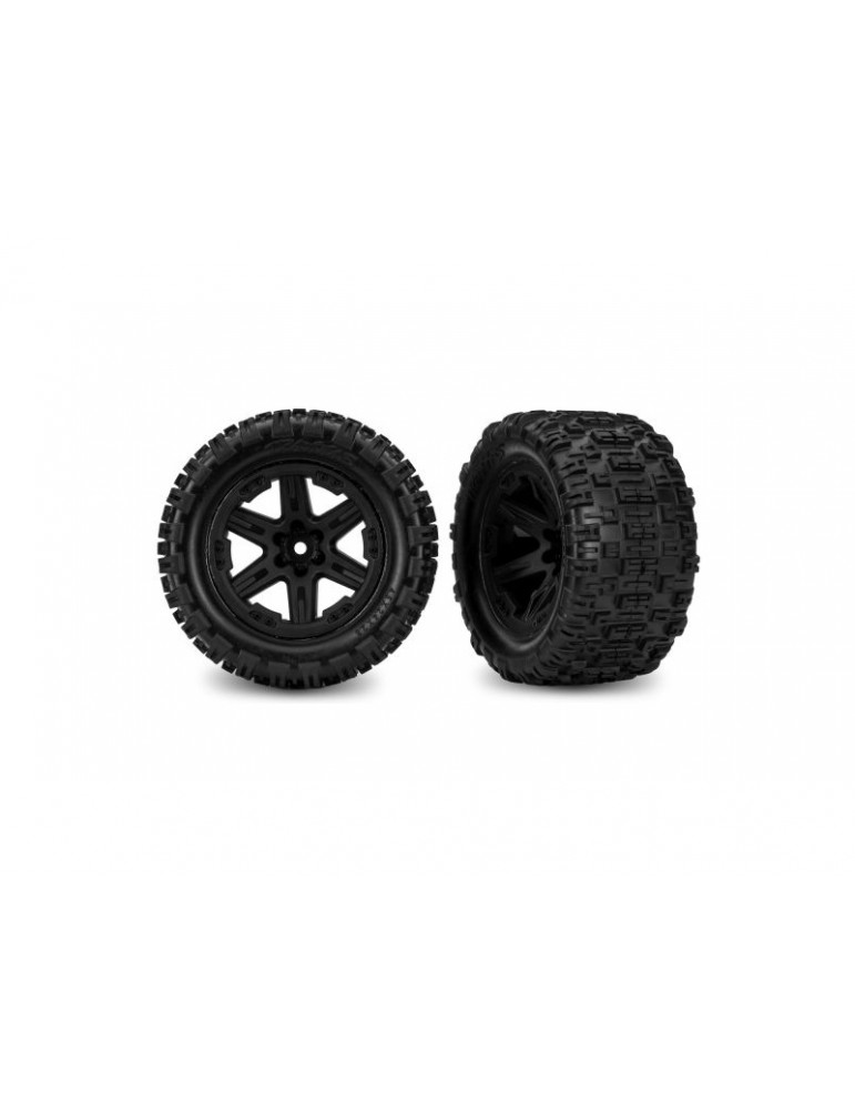 Traxxas Tires & wheels 2.8", RXT black wheels, Sledgehammer ST tires (4WD f/r, 2WD electric r) (2)