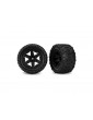 Traxxas Tires & wheels 2.8", RXT black wheels, Sledgehammer ST tires (4WD f/r, 2WD electric r) (2)