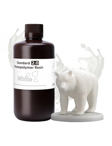 ELEGOO Standard 2.0 balta 1 kg fotopolimerinė derva LCD 3D spausdintuvams - CyborgShop