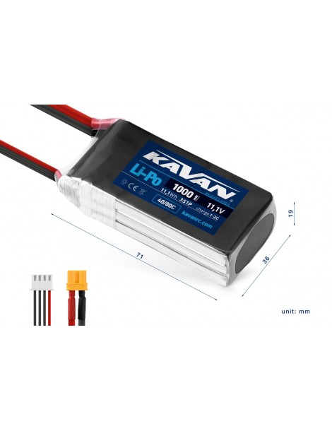 KAVAN Li-Po 1000mAh/11,1V 40/80C 11,1Wh