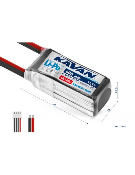 KAVAN - Li-Po 400 mAh/11,1 V 60/120C, 4,44 Wh