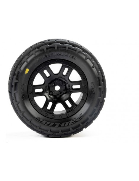 Pro-Line Menace Front/Rear Street Tires Mounted 12mm Black Split Six (2): ARRMA MINI KRATON