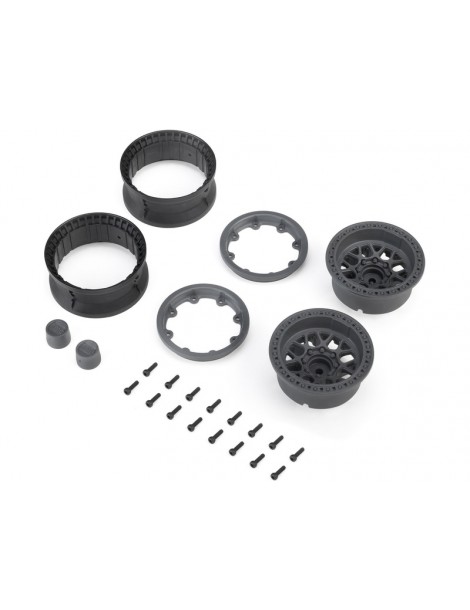 Axial 1.9" KMC Grenede Beadlock Wheels, Gray (2)