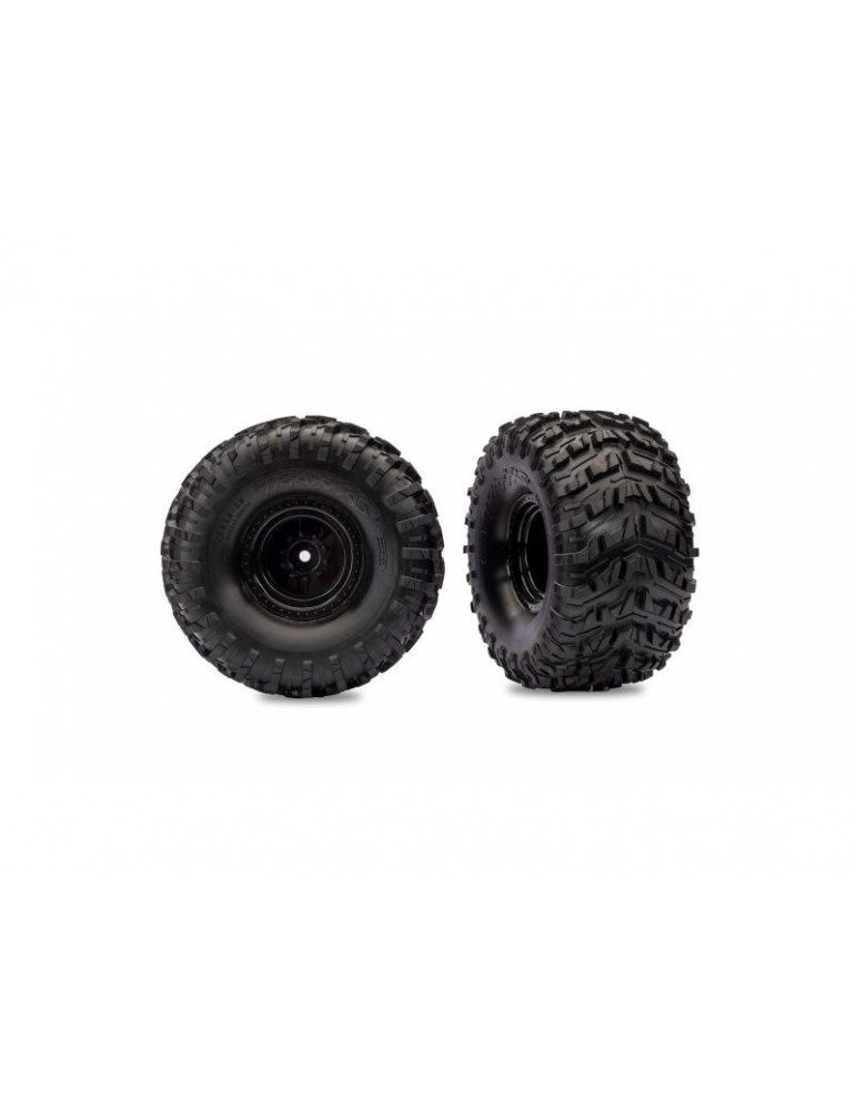 Traxxas Tires & wheels, black wheels, Talon MXT tires, (nitro r/ electric f) (2)
