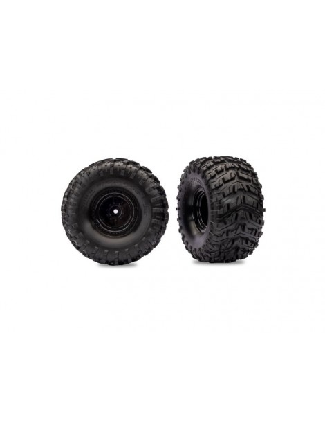 Traxxas Tires & wheels, black wheels, Talon MXT tires, (nitro r/ electric f) (2)