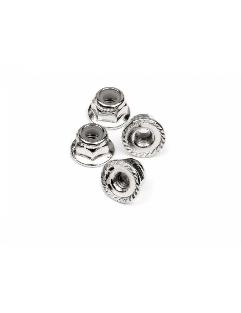 103729 - SERRATED FLANGE LOCK NUT M4 (SILVER/4pcs)