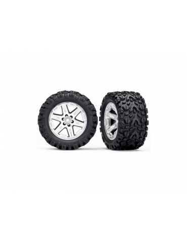 Traxxas Tires & wheels 2.8", RXT satin chrome wheels, Talon Extreme tires (electric rear) (2)