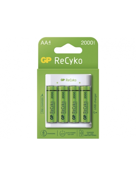 Įkroviklis GP USB Eco E411 + 4AA GP ReCyko 2100