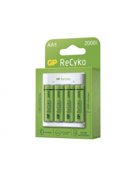 Įkroviklis GP USB Eco E411 + 4AA GP ReCyko 2100