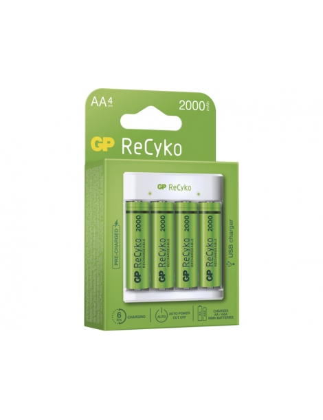 Įkroviklis GP USB Eco E411 + 4AA GP ReCyko 2100