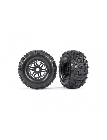 Traxxas Tires & wheels 2.8/3.6" black wheels Sledgehammer tires