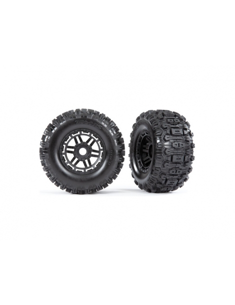 Traxxas Tires & wheels 2.8/3.6" black wheels Sledgehammer tires
