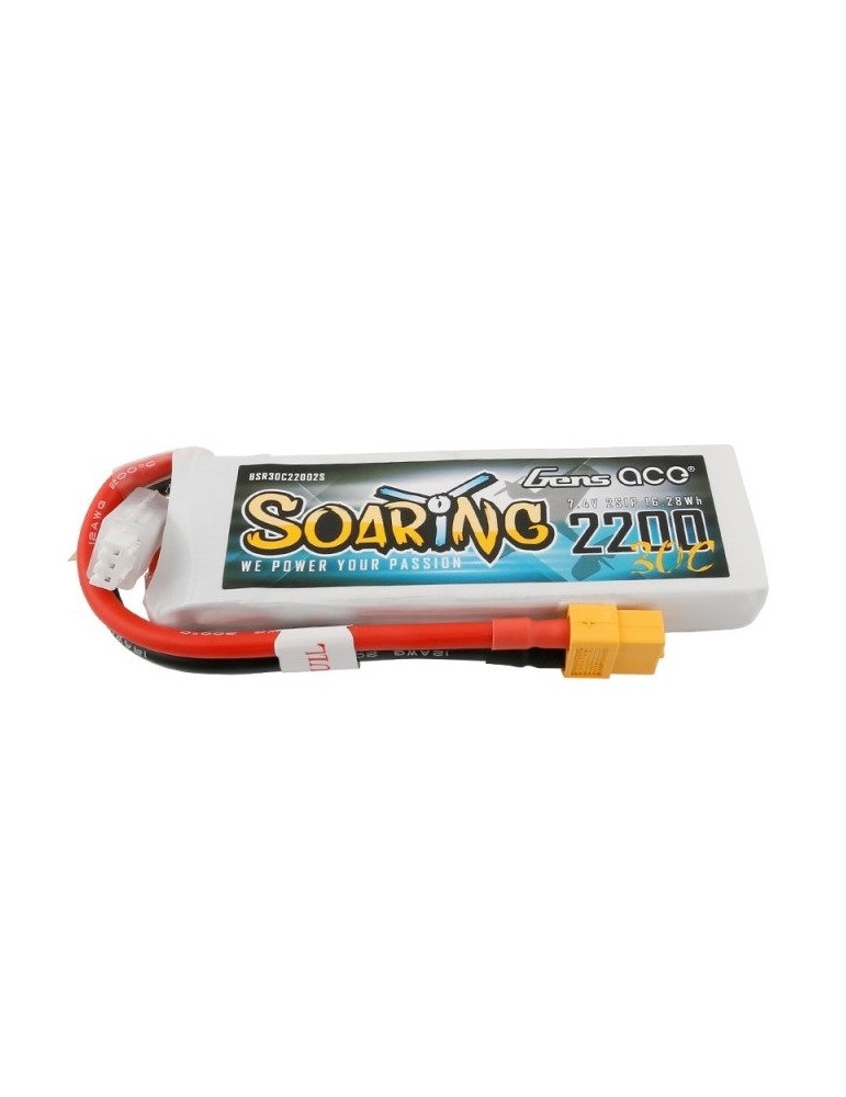 Gens ace Soaring 2200mAh 7.4V 30C 2S1P Lipo Battery Pack XT60