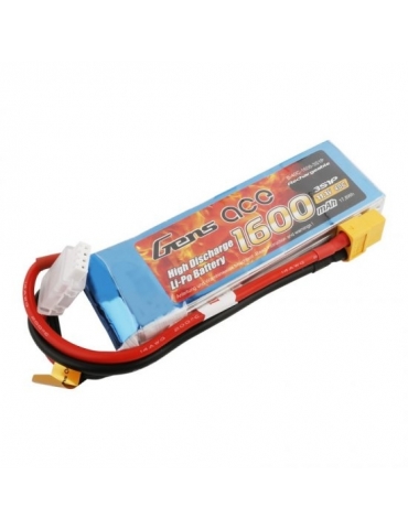 Gens ace 1600mAh 11.1V 40C 3S1P Lipo - XT60