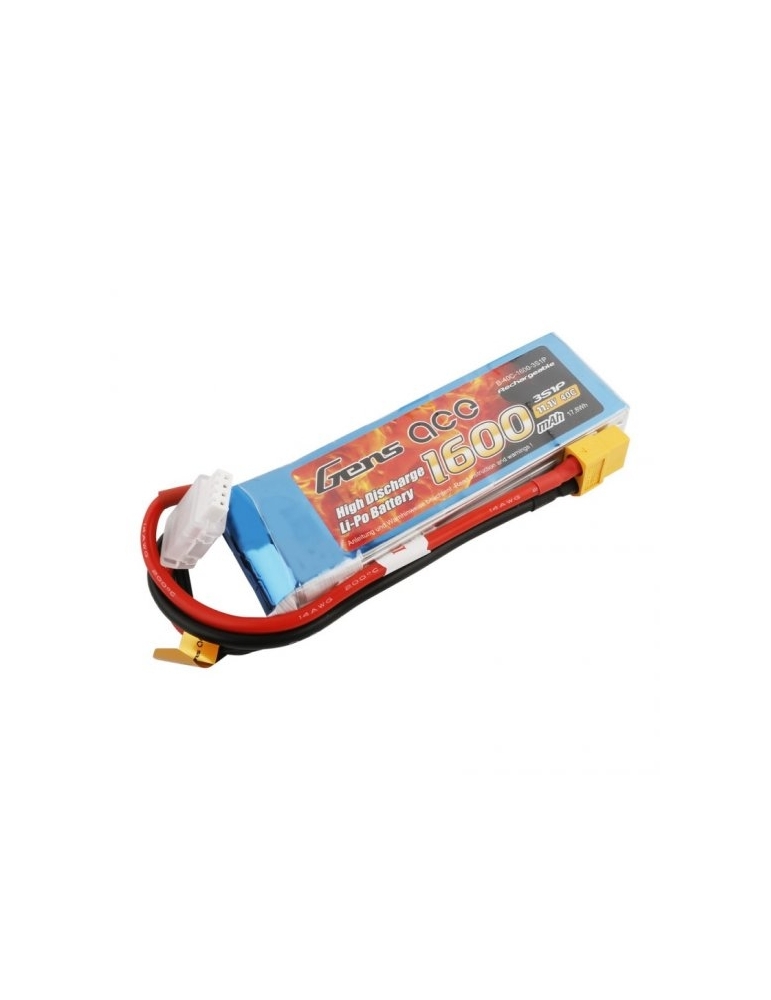 Gens ace 1600mAh 11.1V 40C 3S1P Lipo - XT60
