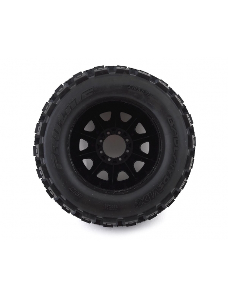 Pro-Line Badlands MX38 3.8" Tire w/Raid 8x32 Wheels (Black) (2) (M2) w/Removable Hex