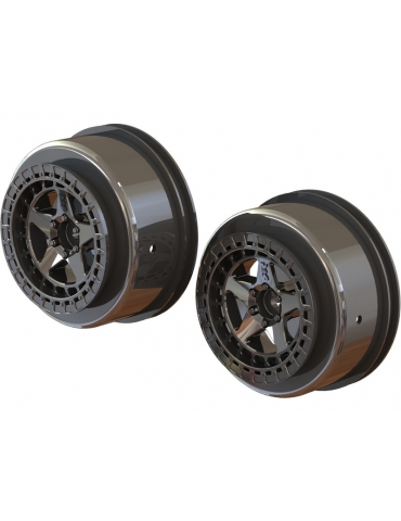 Arrma SC 2.2"/3.0" Wheel 14mm Hex Black Chrome (2)