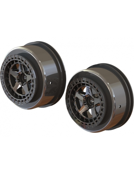 Arrma SC 2.2"/3.0" Wheel 14mm Hex Black Chrome (2)