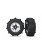 5891 - Traxxas Tires & wheels 2.2/3.0", SCT Split-Spoke satin chrome, paddle tire (2) (4WD f/r, 2WD r)