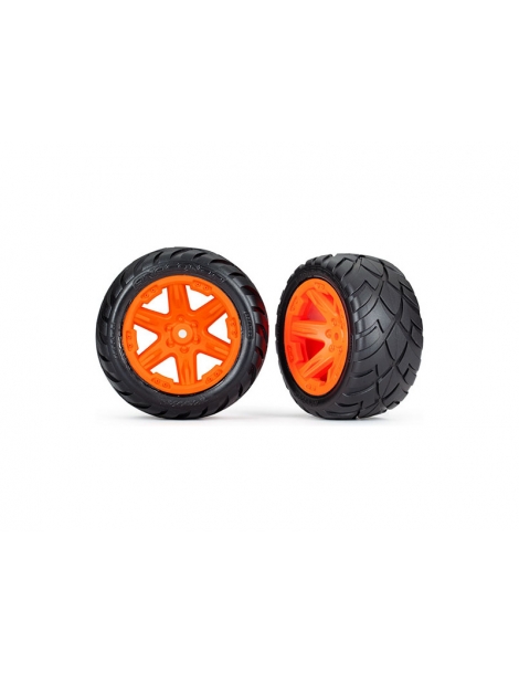 6768A - Traxxas ratai 2.8", RXT orange wheels, Anaconda tires (2WD rear) (2)