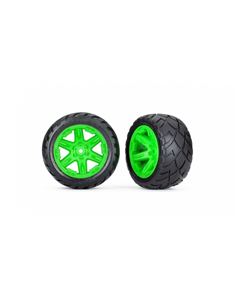 Traxxas Tires & wheels 2.8", RXT green wheels, Anaconda tires (2WD rear) (2)
